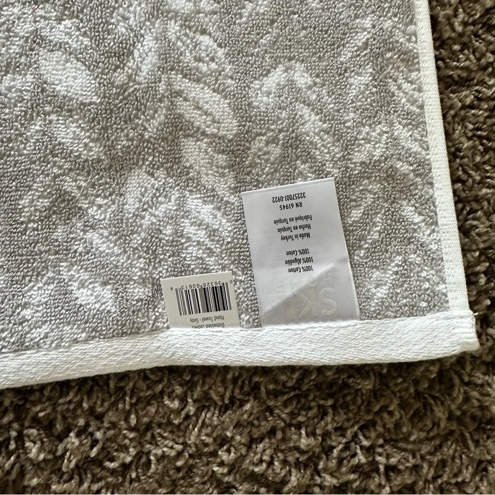 White & Grey Patterned Hand Towels